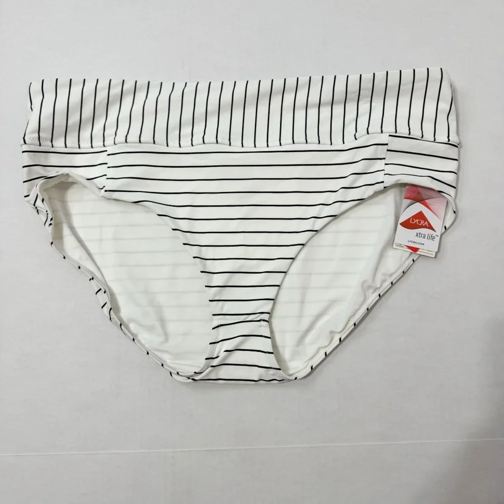 CALIA By Carrie Underwood NWT Sz XL Stripe White/Black Wide Band High Rise Swim - Picture 4 of 6